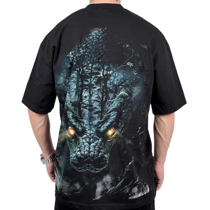 تیشرت آستین کوتاه مردانه مشکی مدل مار