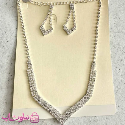 نیم ست زنانه طرح لوزی آبکاری نقره کد 3591