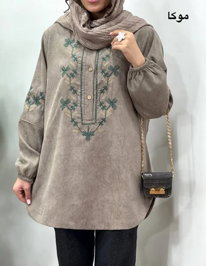 مانتو پاییزه گلدوزی گلبرگ