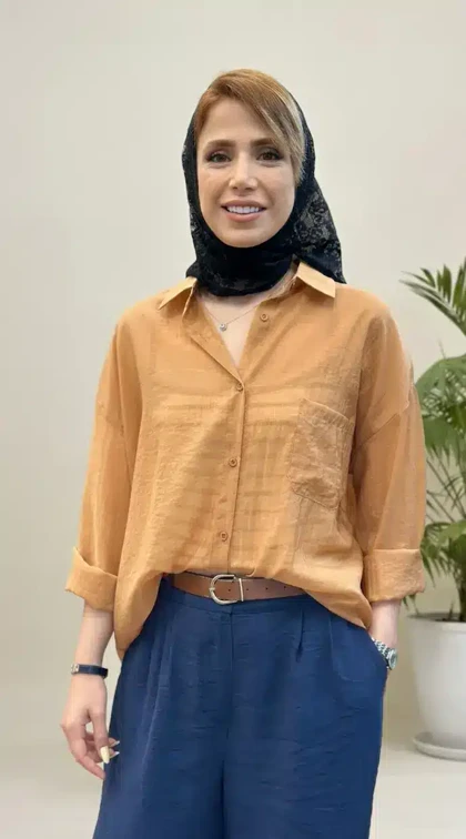 شومیز شیشه ای مستر با تاپ پشت بندی