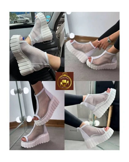صندل سوپر لژدار زنانه توری ساق‌دار