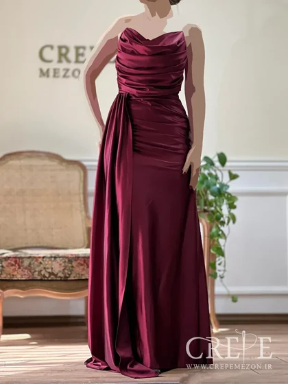 ماکسی ساتن شنل دار جلو پیله