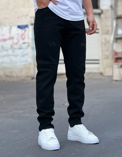 شلوار مام فیت مشکی پارچه کجراه پنبه اعلا کد 646 اورجینال دیلم