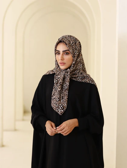 روسری طرح پلنگی کرپ حریر