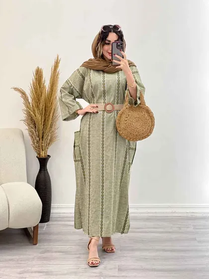 پیراهن جلو بسته دو جیب پیله