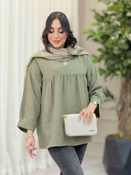 مانتو جلو بسته چین‌دار