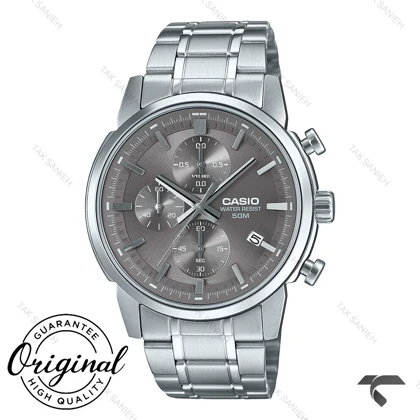 کاسیو سه موتوره MTP-E510D-8AV مردانه سیلور صفحه طوسی Casio-10386-G