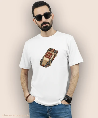 تیشرت مردانه و زنانه طرح ماشین تلفیق با فرش ایرانی