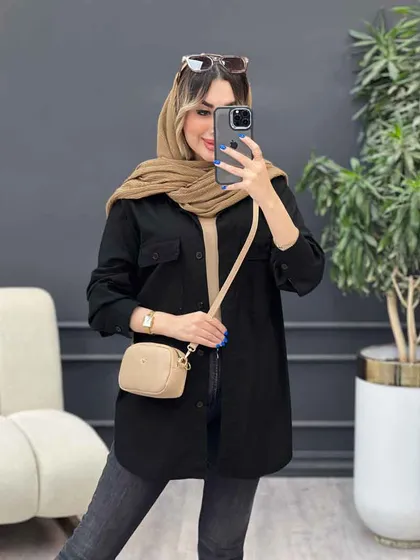مانتو لینن سر جیب دکمه وینا