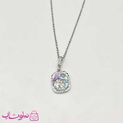 گردنبند زنانه میناکاری شده طرح برگ کد 98