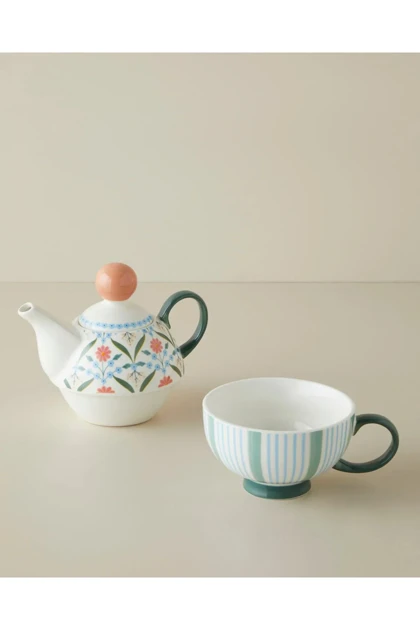 ست قوری English Home مدل Nostalgic Whispers New Bone China - سبز