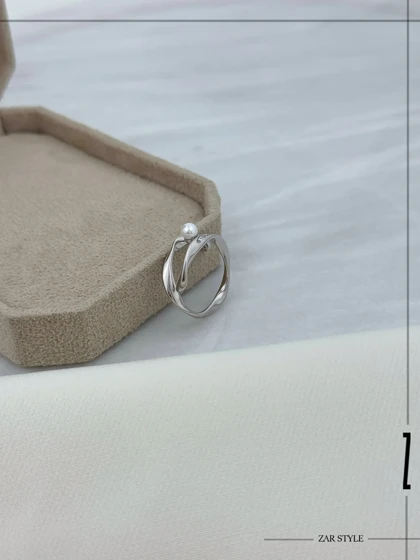 انگشتر دو لاین دفرمه تک مروارید