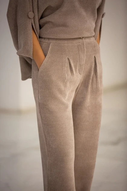 شلوار بگ زنانه بیسکوئیتی دو پیلی