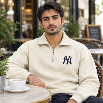 دورس نیم زیپ مردانه مدل NY-کرم