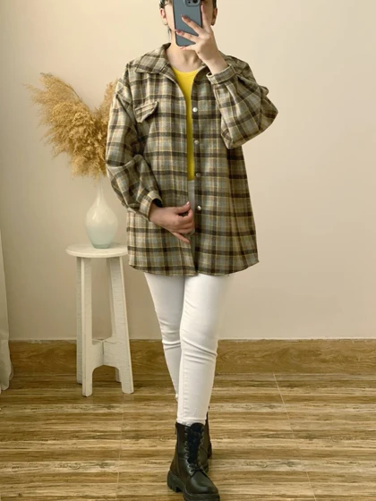 مانتو جلو دکمه آستین پف کد 2508