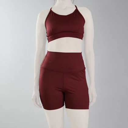 ست نیم‌تنه و کشاله بند ورزشی زنانه الو مدل 4B0153 زرشکی