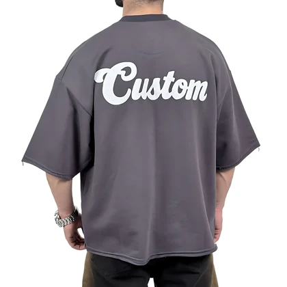 تیشرت مردانه طوسی پنبه سه نخ طرح ساده فونت