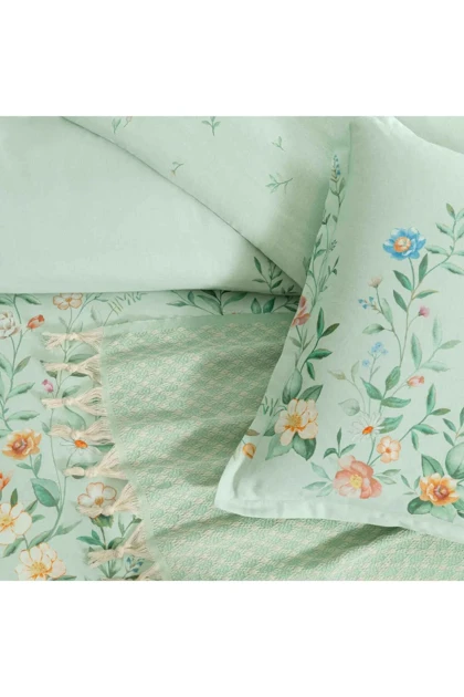 سرویس روتختی دو نفره Taç مدل Florielle پنبه - نعنایی