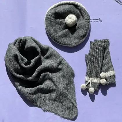 ست کلاه کج و شال و ساق دست بافت ENDLESS