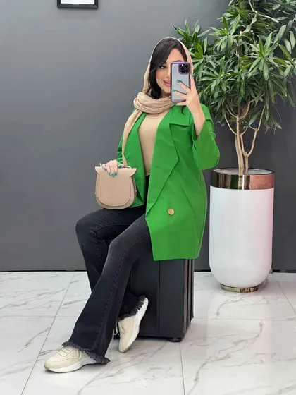 مانتو کتی دکمه طلایی جیب کج