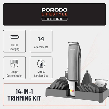 ست ریش تراش و ماشین اصلاح شارژی 14 کاره پورودو Porodo PDLFST112SL