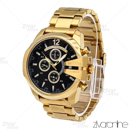 ساعت دیزل زنانه شاخدار طلایی صفحه مشکی 106245