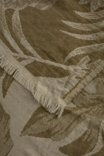 روتختی پیکه دو نفره Karaca Home مدل Leafy Sea موسلین - خاکی
