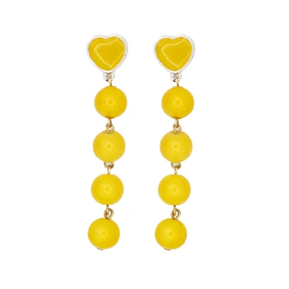 گوشواره فانتزی مدل آویز مروارید زرد