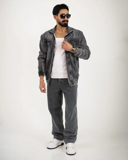 کت جین مردانه باکسی زیپ‌دار_کد4632