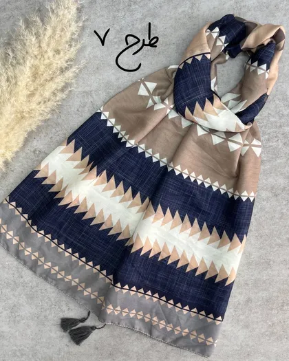 شال نخی میکس سرمه ای 3693