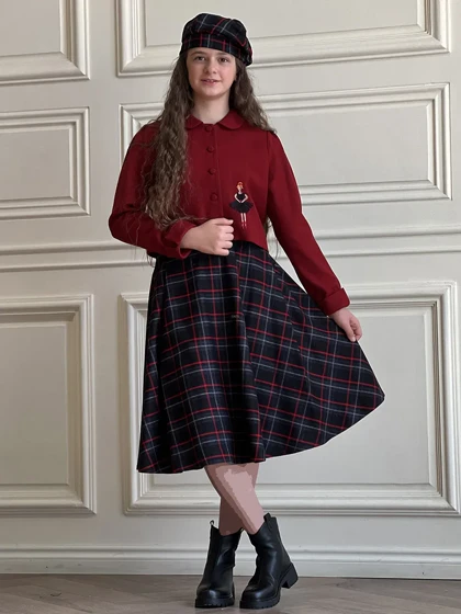 ست کت دامن کشمیر گلدوزی بالرین