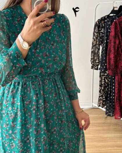 پیراهن حریر سرمه سری 19