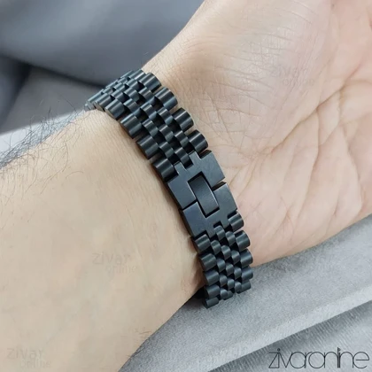 دستبند رولکس مردانه پهن مشکی 40153