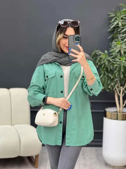 مانتو لینن سر جیب دکمه وینا