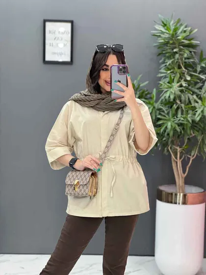مانتو لینن دکمه مخفی کمرگت