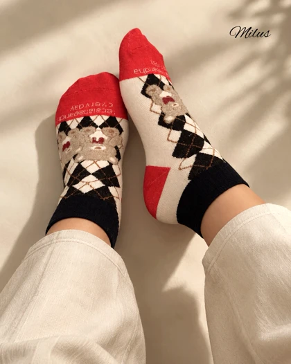 جوراب ساق کوتاه تدی برجسته عروسکی