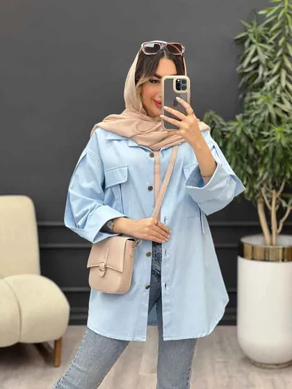 مانتو جیب کراواتی آستین پاکتی