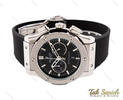 ساعت مچی هابلوت مردانه سه موتوره سیلور مشکی Hublot-3118-G