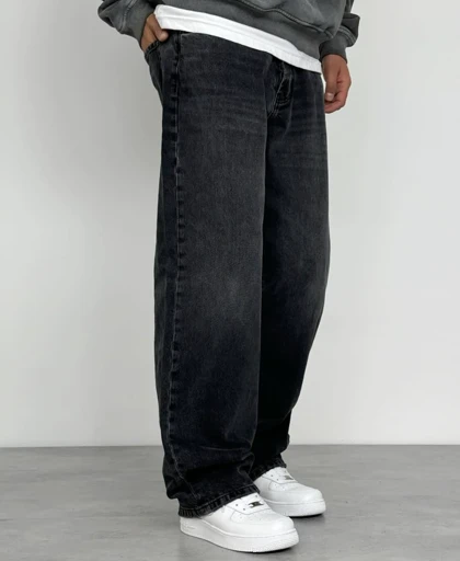 شلوار بگ ذغالی سنگشور بدون زاپ و ساده مردانه پارچه کیفیت استثنایی قد 110 سانت کد 2