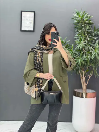 مانتو لینن آستین پاکتی جیب پاگن
