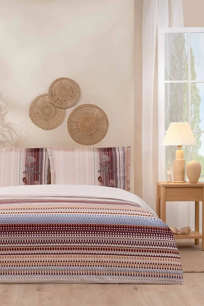 سرویس روتختی دو نفره Özdilek مدل Reef Stripe پنبه - زرشکی