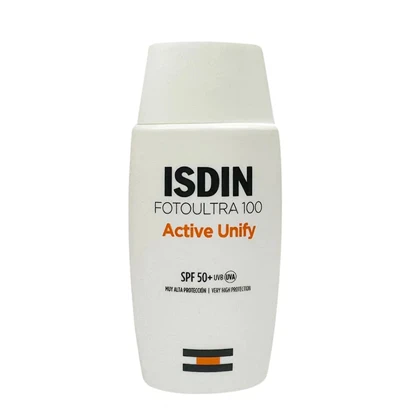کرم ضدآفتاب بدون رنگ ایزدین SPF50 مدل FOTOULTRA 100 ACTIVE UNIFY مناسب انواع پوست، حجم 50 میلی‌لیتر