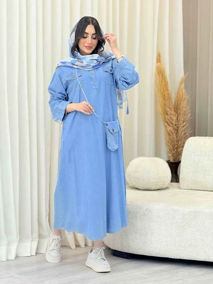 پیراهن جین کیف دار
