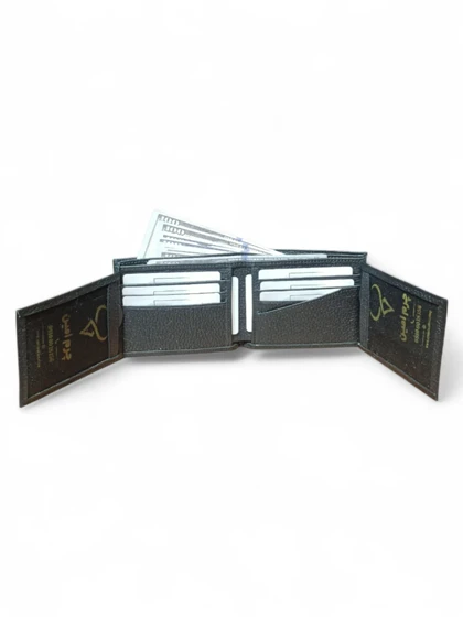 کیف پول جیبی مردانه چرم طبیعی مدل دو آلبوم