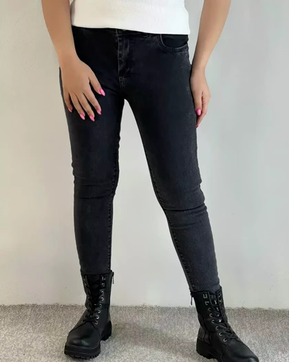 شلوار جین جذب طوسی/ذغالی کد 5484