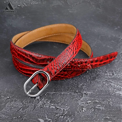 کمربند زنانه قرمز Leather Belt BL77