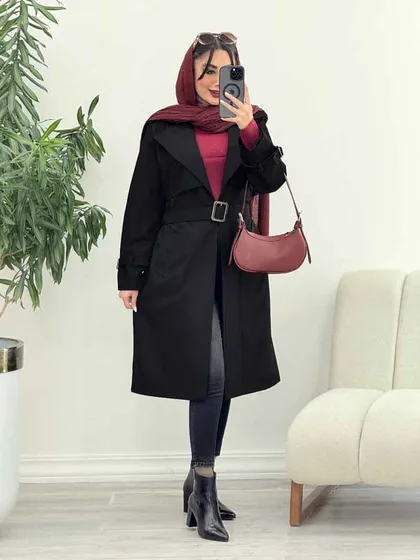 بارانی جین ترکیبی دو جیب
