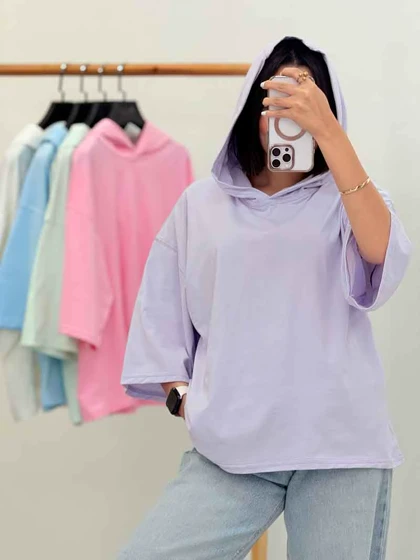 تیشرت باکسی کلاه دار