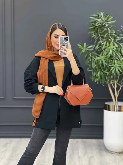 مانتو لینن جیب کج پشت پاگن