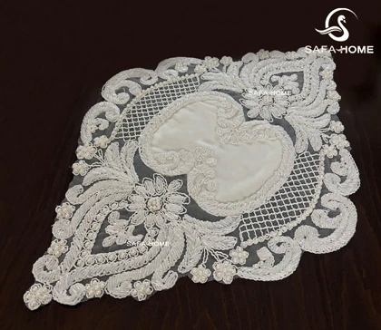 رومیزی مخمل 3 تکه منجوق و مروارید مدل نارمیا